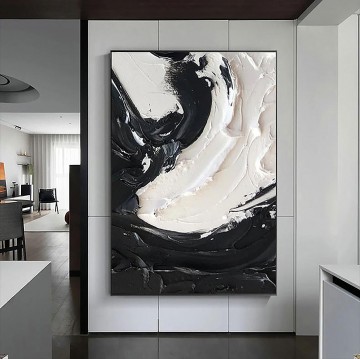 Decoración de pared Blanco y negro 01 de Palette Knife Pinturas al óleo